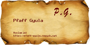 Pfaff Gyula névjegykártya
